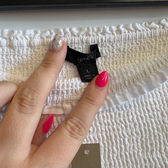 J.Crew Smocked Mini Skirt Womens Elastic Waist 100% Cotton Chambray / 100% Linen - Picture 4 of 5